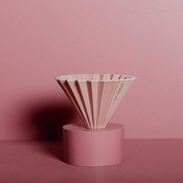 origami, filter, kaffee, dripper, rosa, falten, keramik