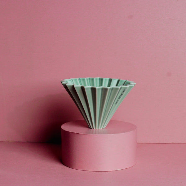 origami, filter, kaffee, dripper, mint grün, falten, keramik